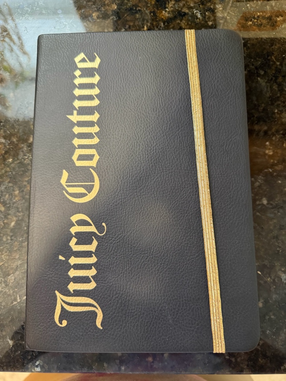 Juicy Couture Black Notebook with Gold Logo & Elastic